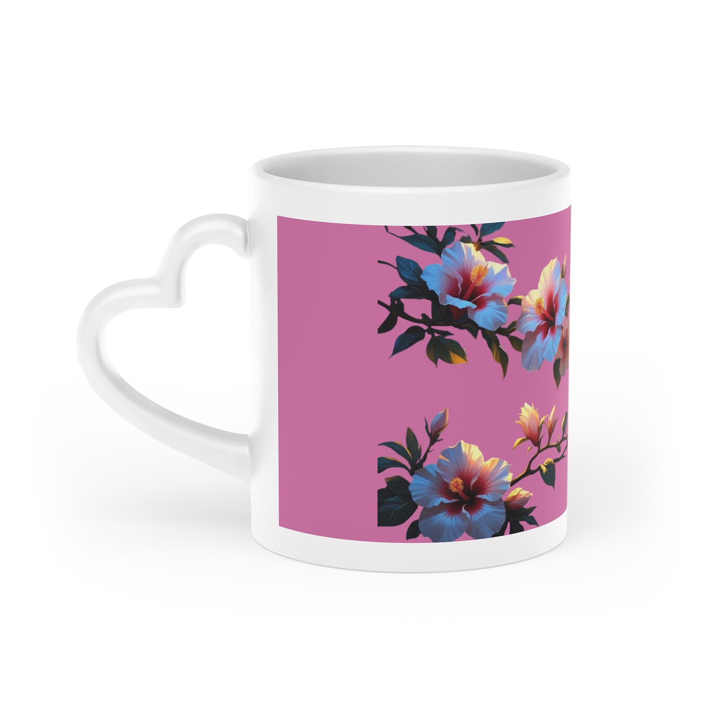 Heart-Shaped Floral Mug for Gifts