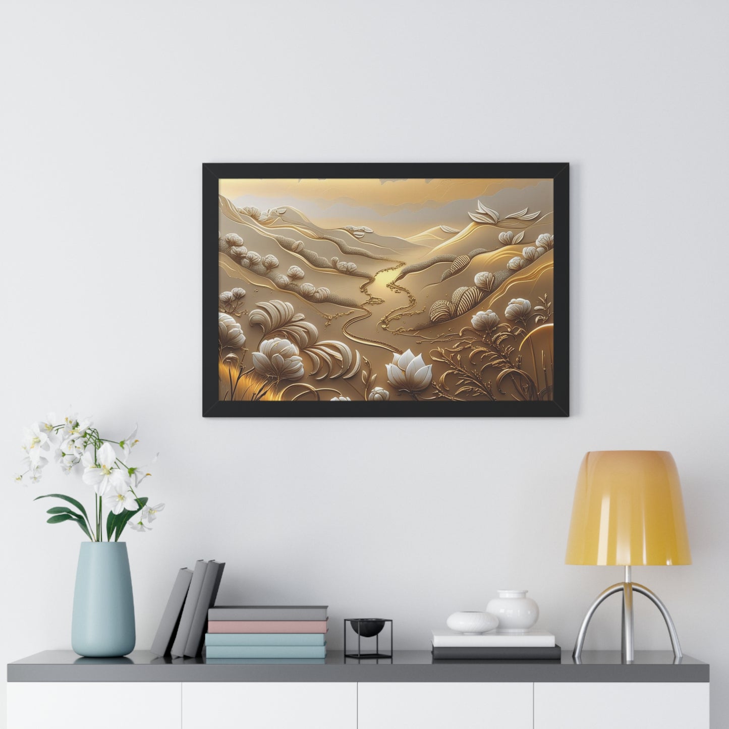 Serene Landscape Framed Poster, Nature-Inspired Wall Art,