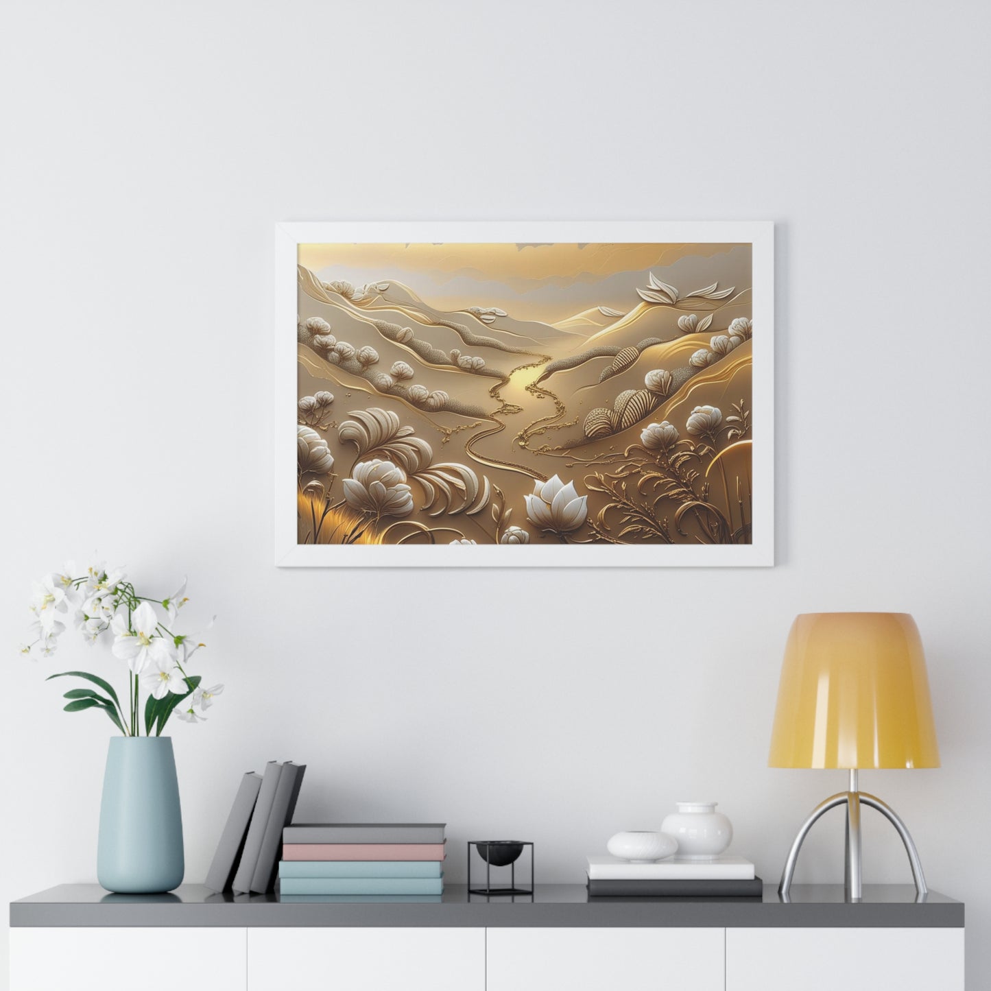 Serene Landscape Framed Poster, Nature-Inspired Wall Art,