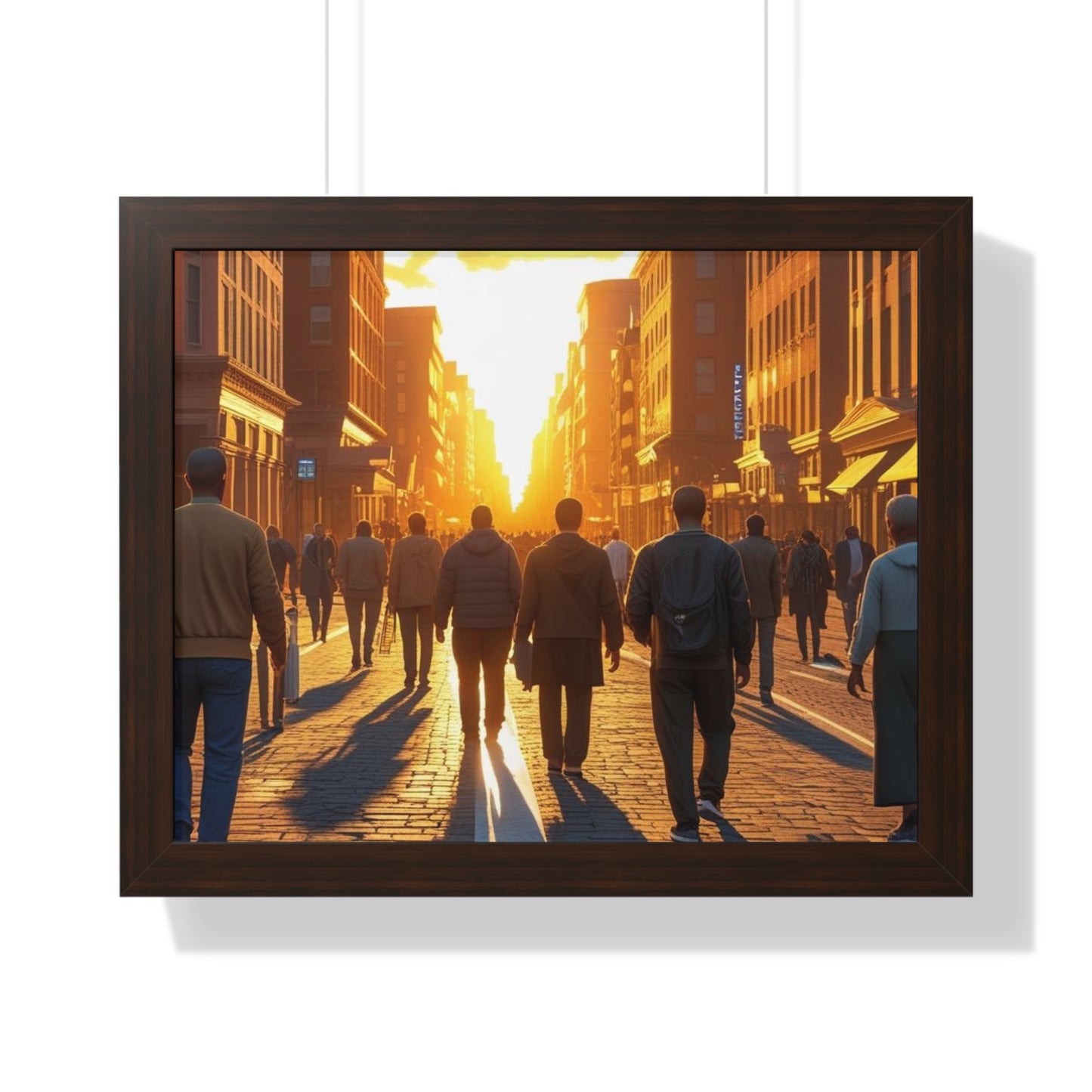 Sunset Cityscape Framed Poster, Urban Wall Art