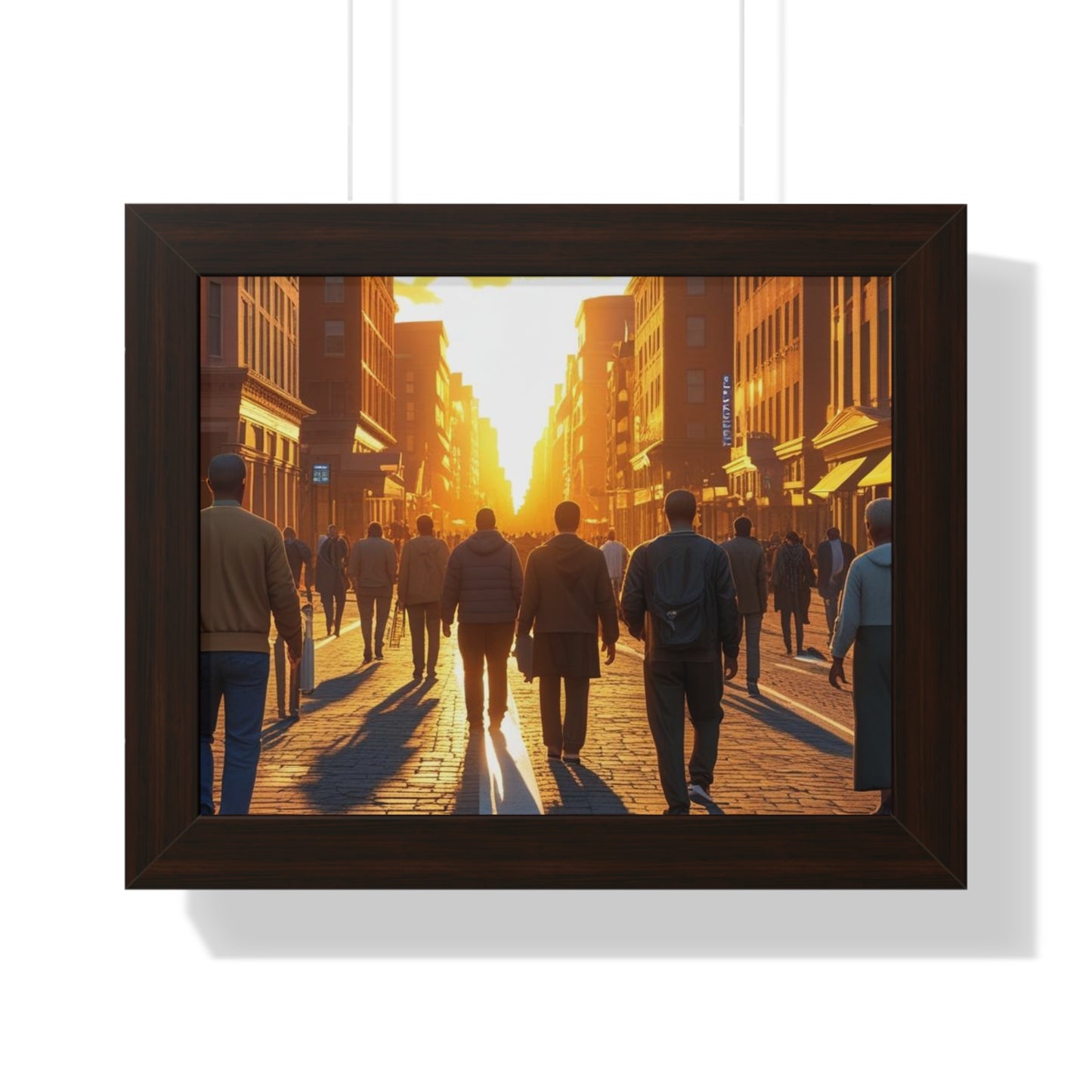 Sunset Cityscape Framed Poster, Urban Wall Art