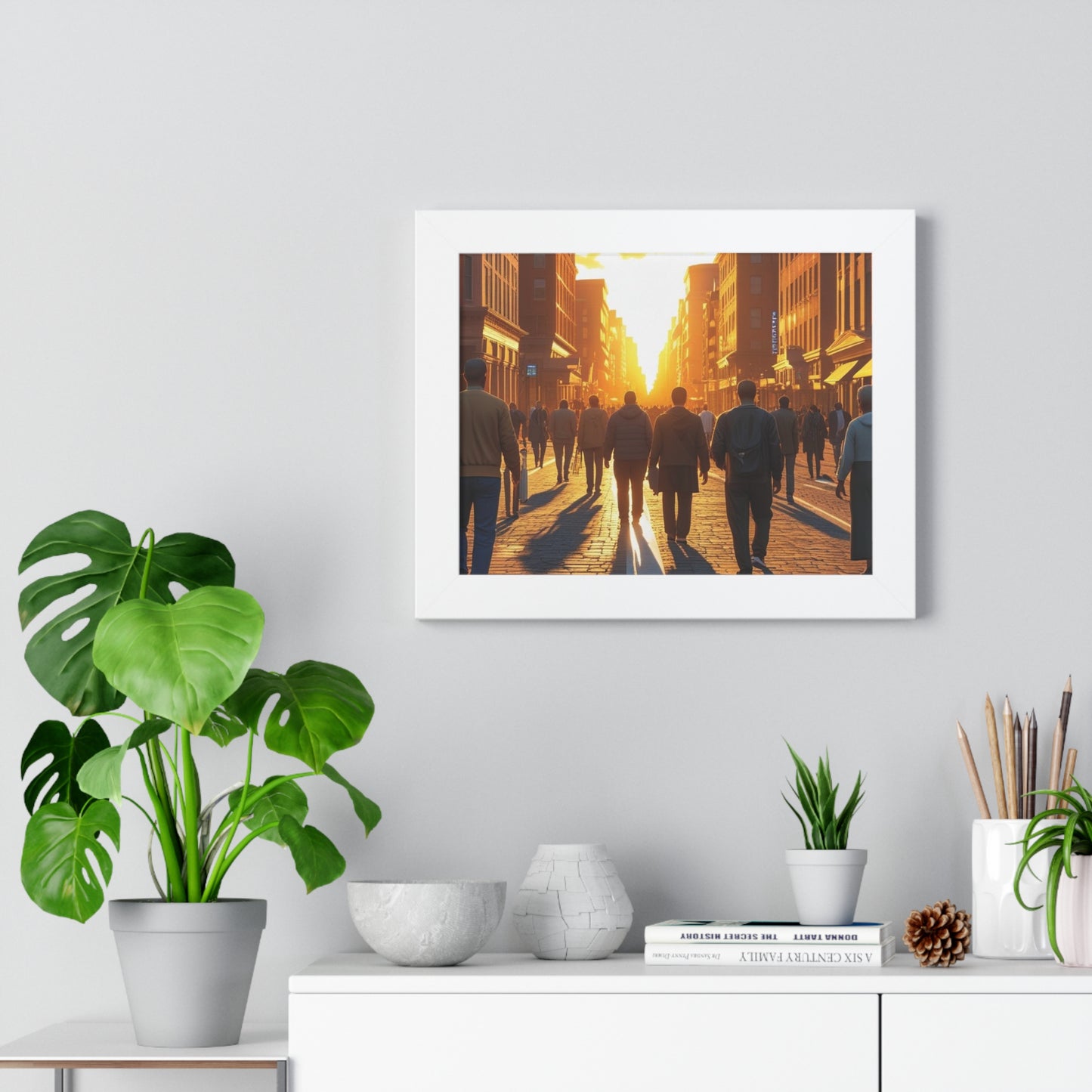 Sunset Cityscape Framed Poster, Urban Wall Art