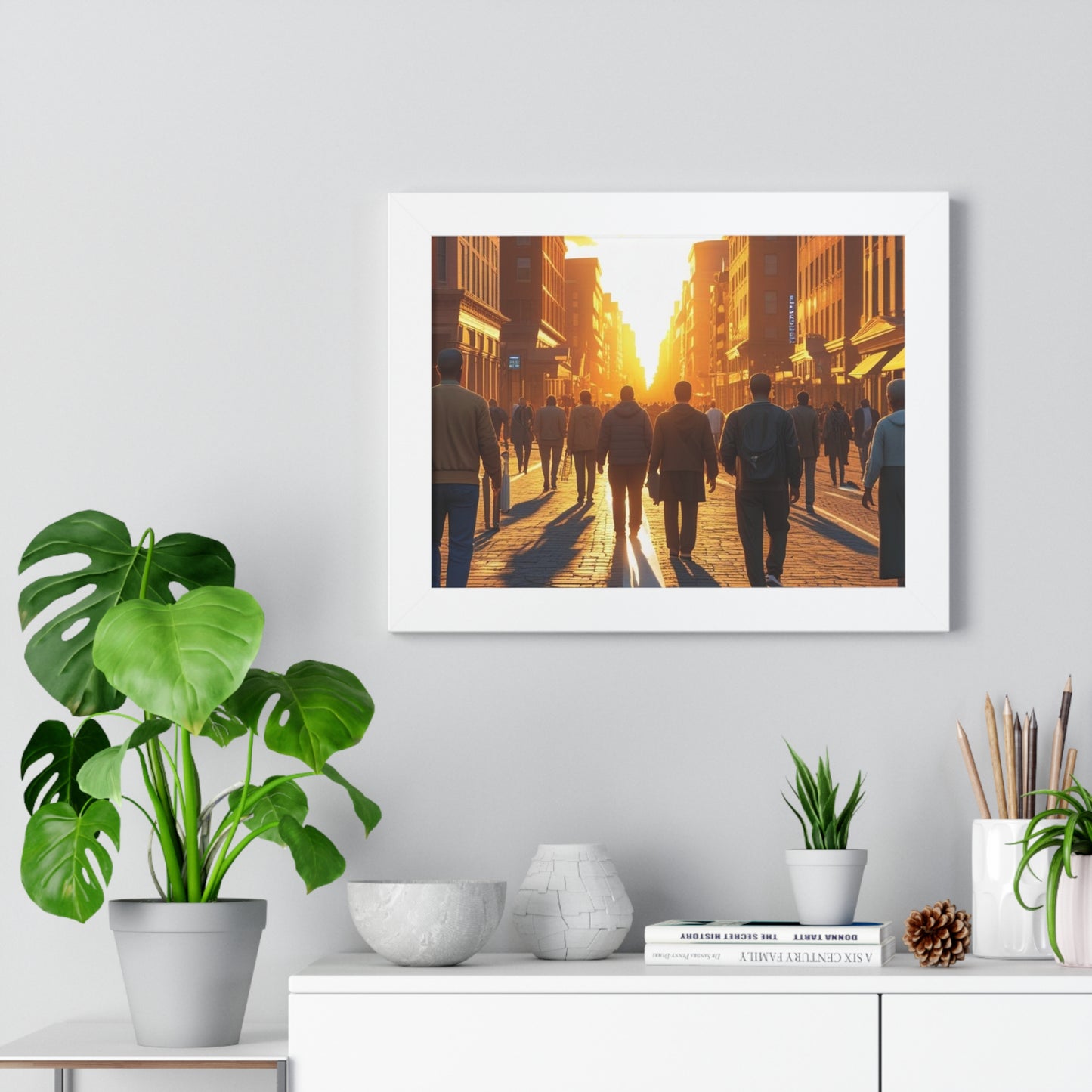 Sunset Cityscape Framed Poster, Urban Wall Art