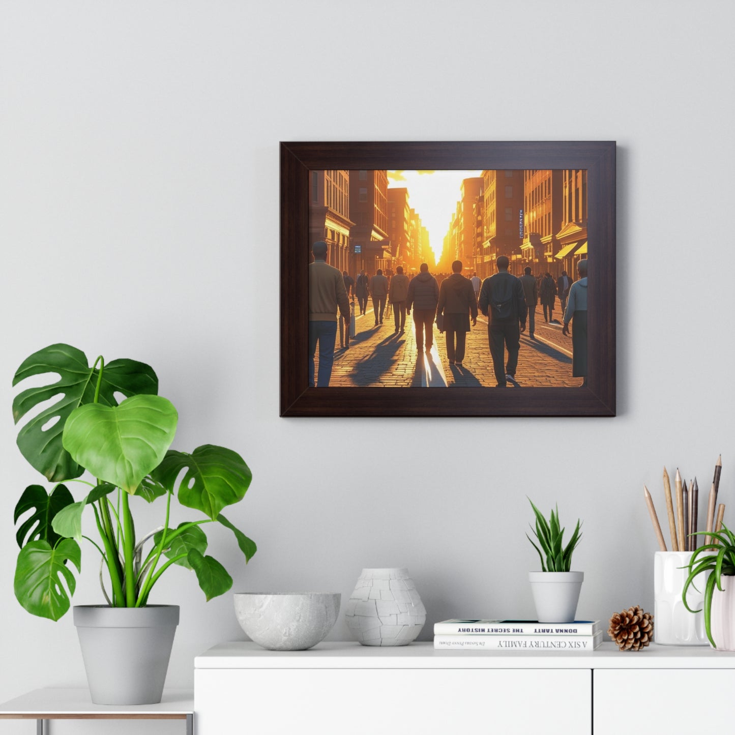 Sunset Cityscape Framed Poster, Urban Wall Art
