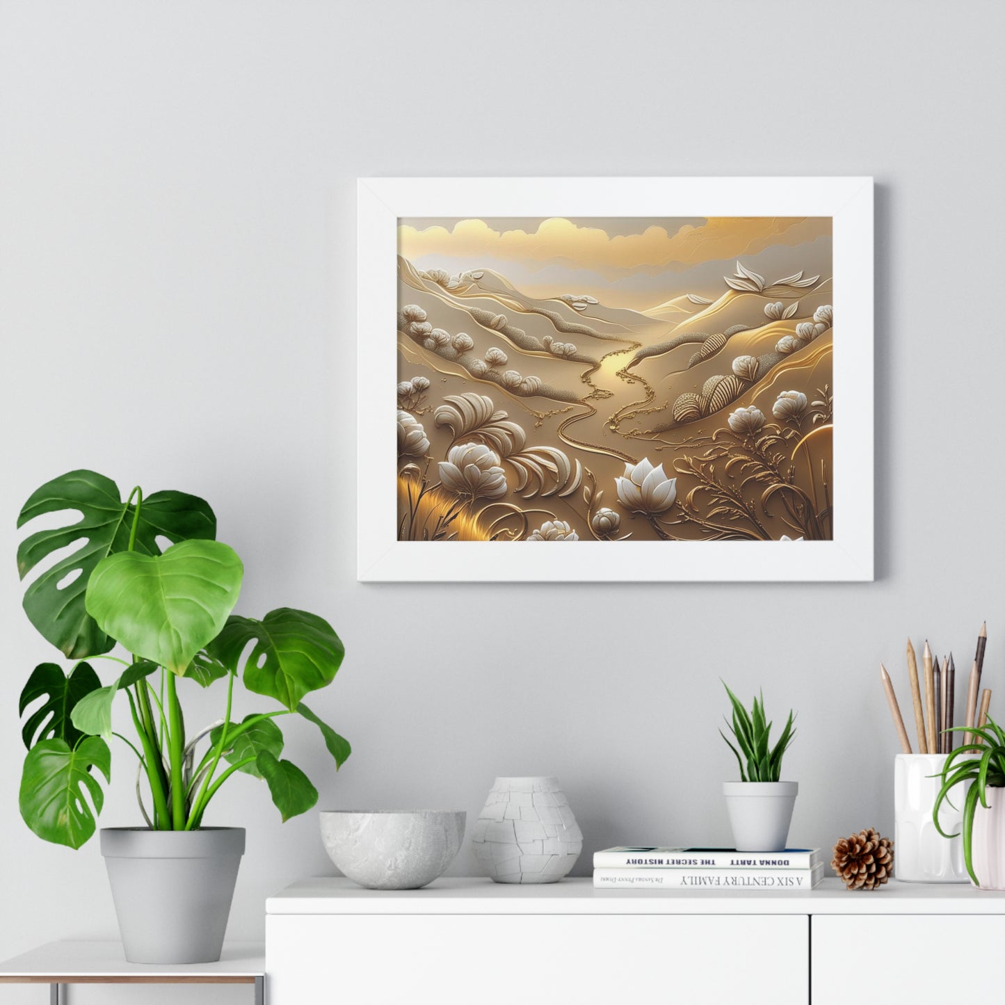 Serene Landscape Framed Poster, Nature-Inspired Wall Art,