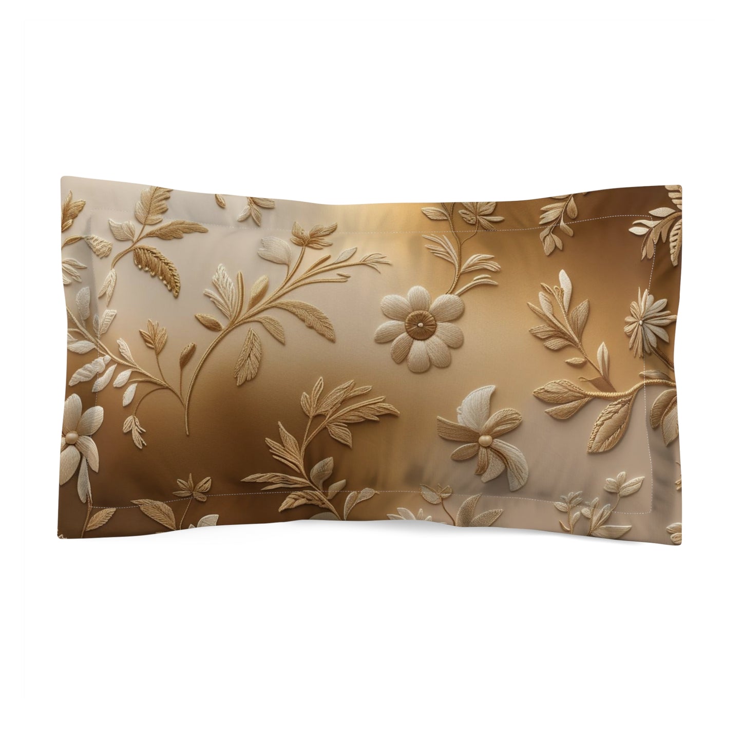 Elegant Floral Microfiber Pillow Sham, Luxurious Bedding Decor.