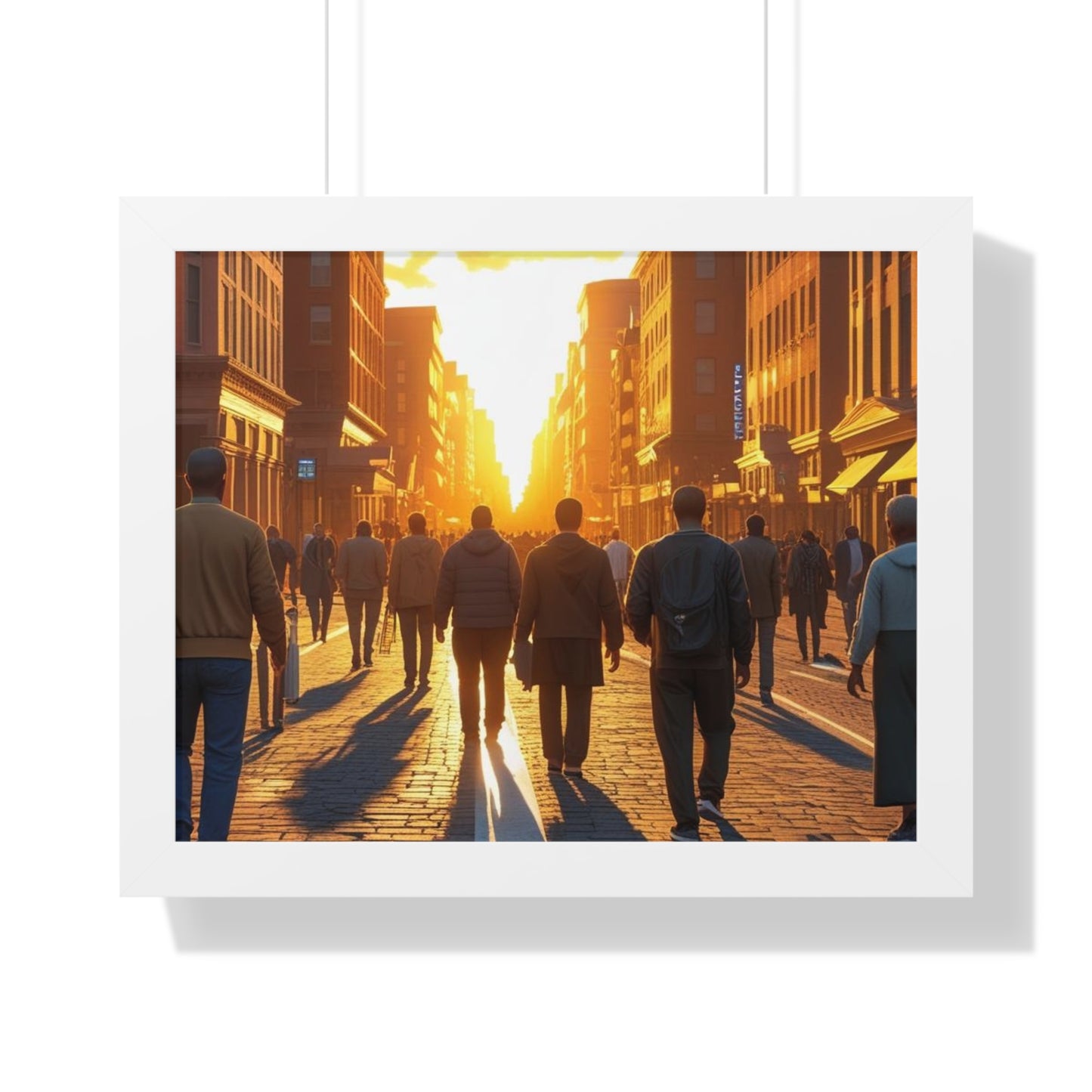 Sunset Cityscape Framed Poster, Urban Wall Art