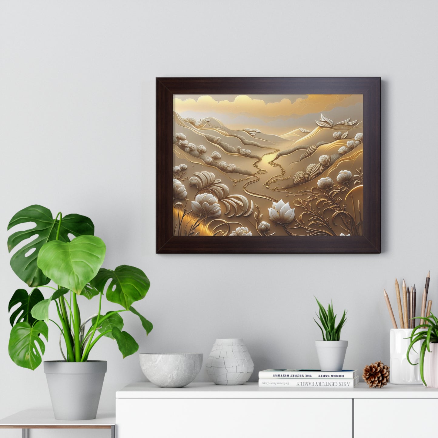 Serene Landscape Framed Poster, Nature-Inspired Wall Art,