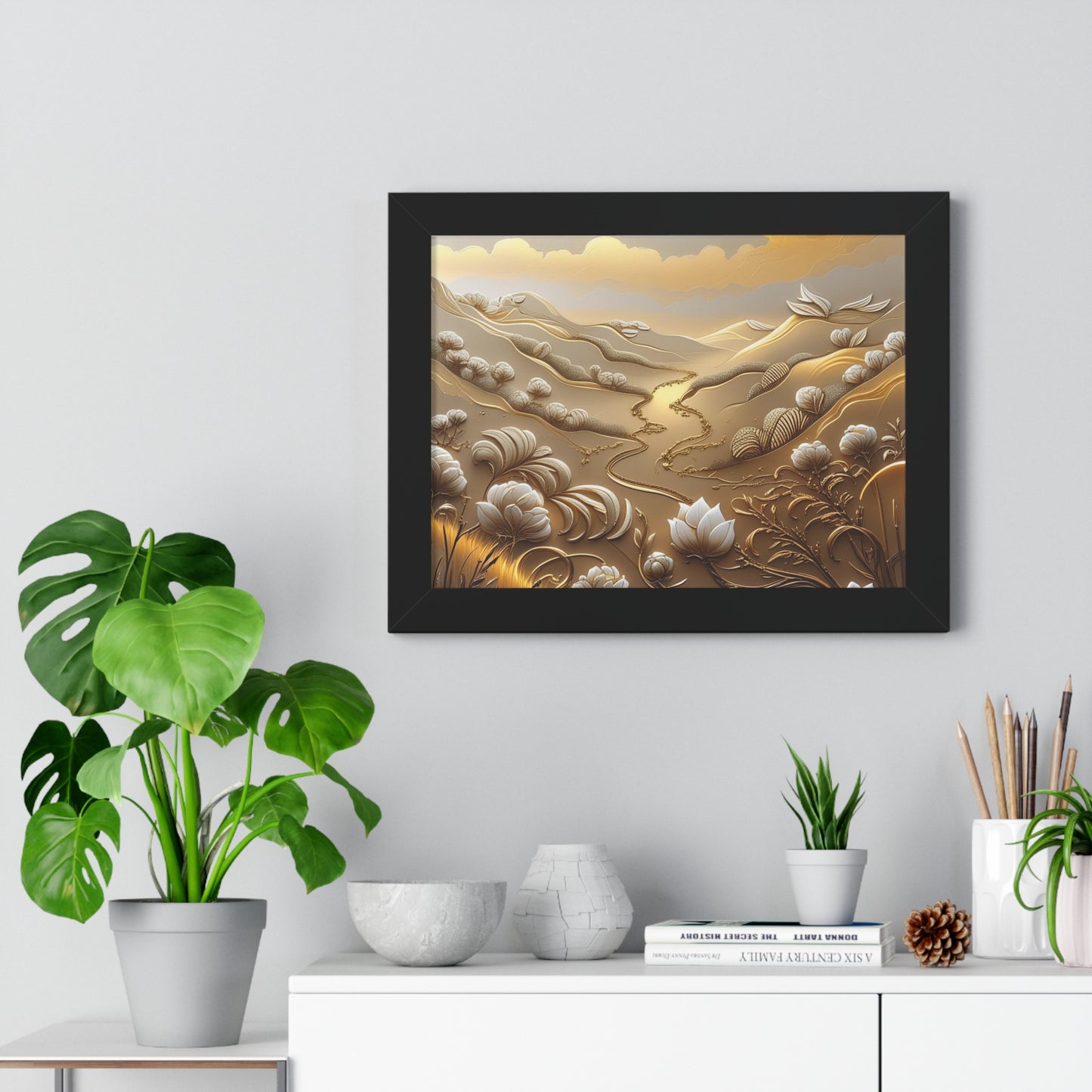 Serene Landscape Framed Poster, Nature-Inspired Wall Art,