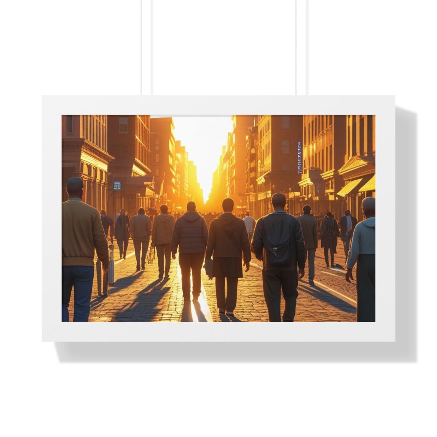 Sunset Cityscape Framed Poster, Urban Wall Art