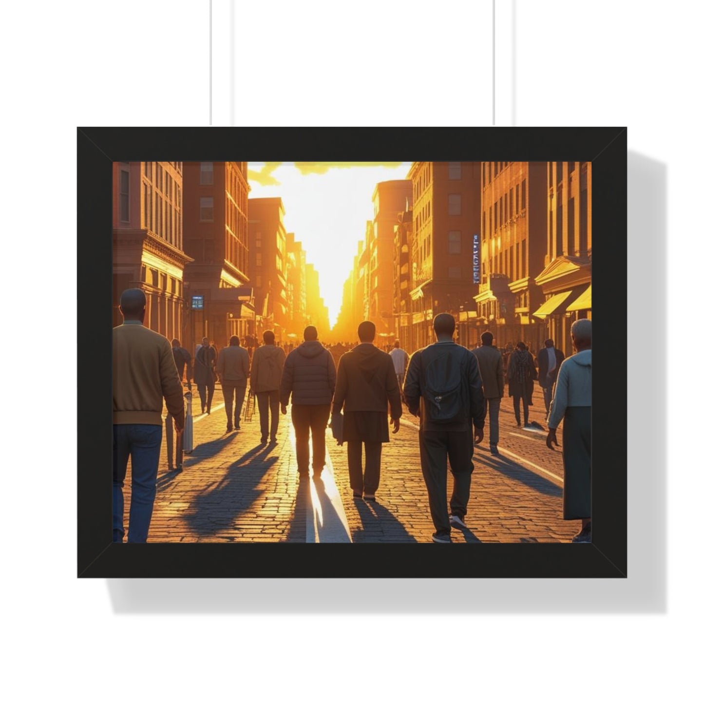 Sunset Cityscape Framed Poster, Urban Wall Art