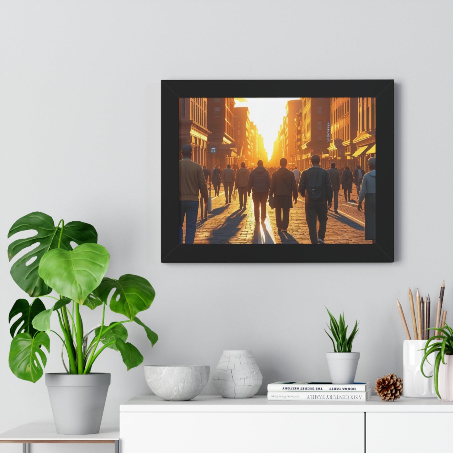 Sunset Cityscape Framed Poster, Urban Wall Art