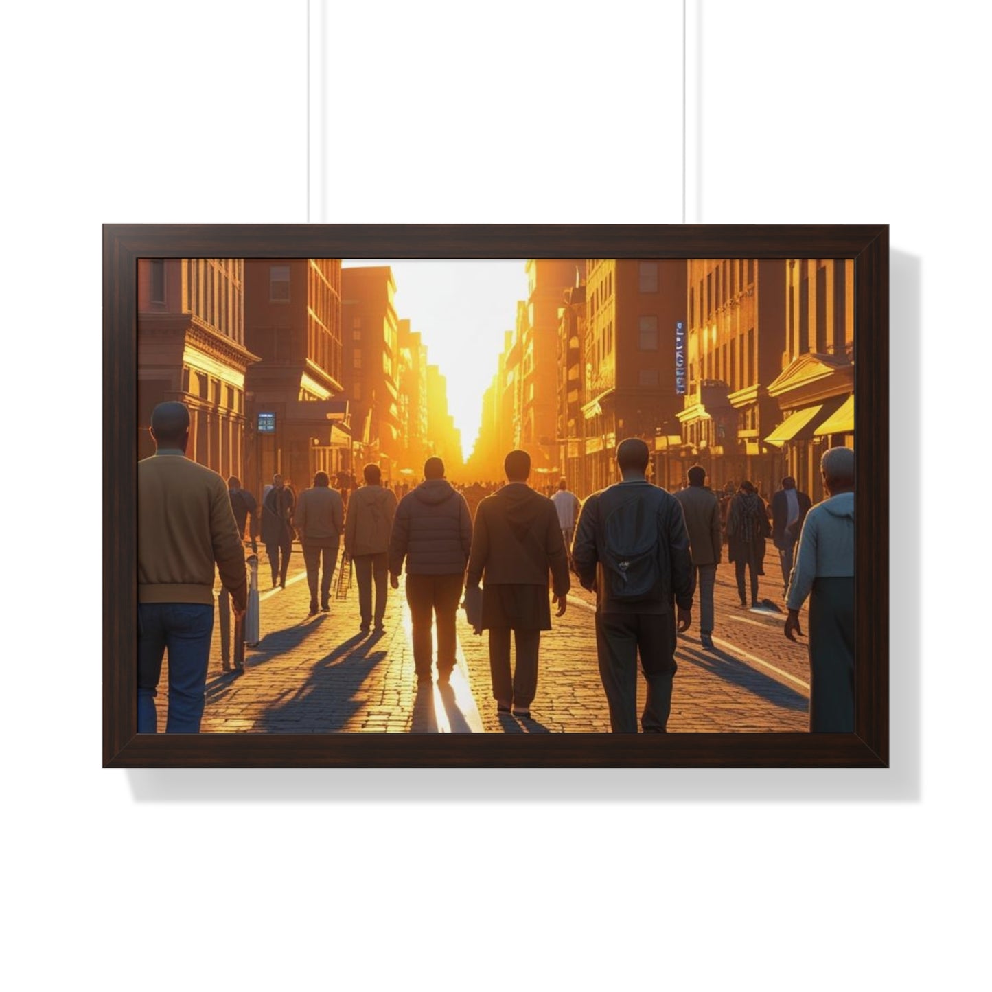 Sunset Cityscape Framed Poster, Urban Wall Art