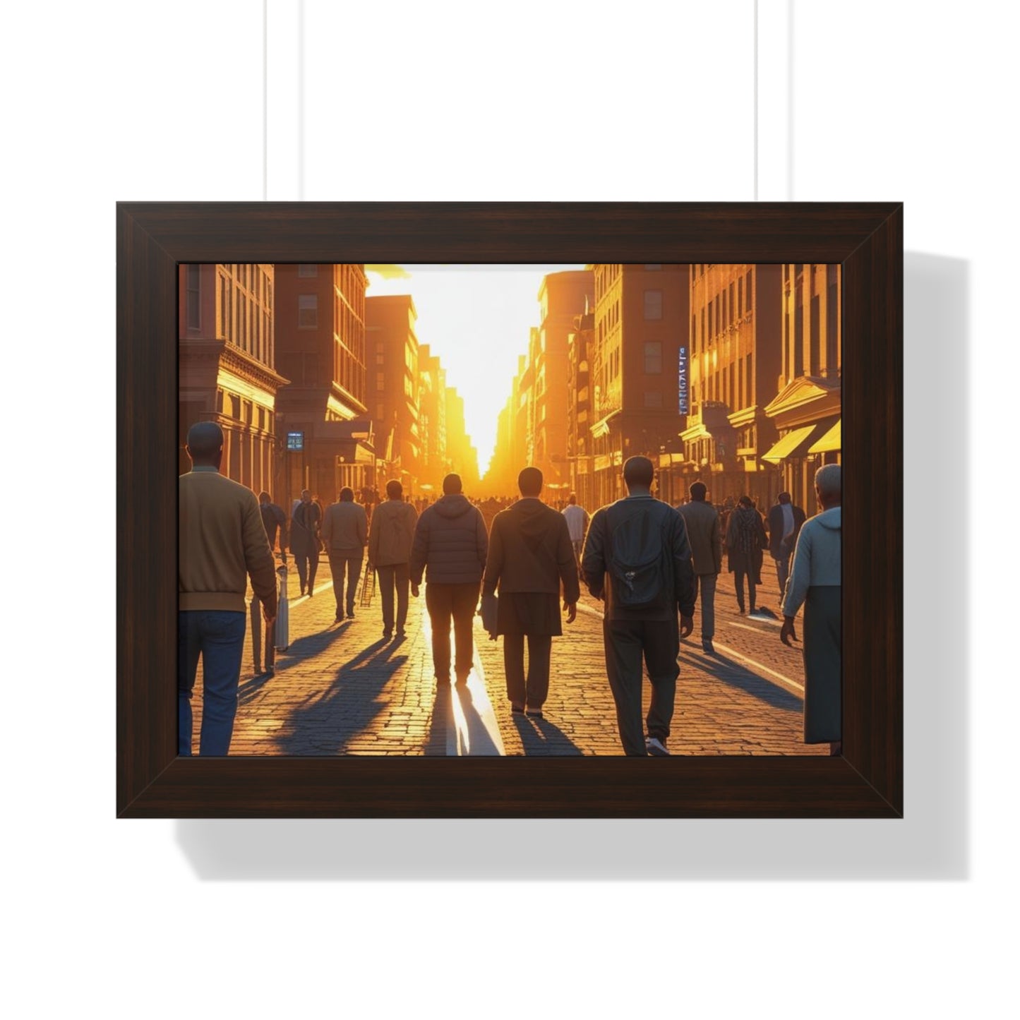 Sunset Cityscape Framed Poster, Urban Wall Art