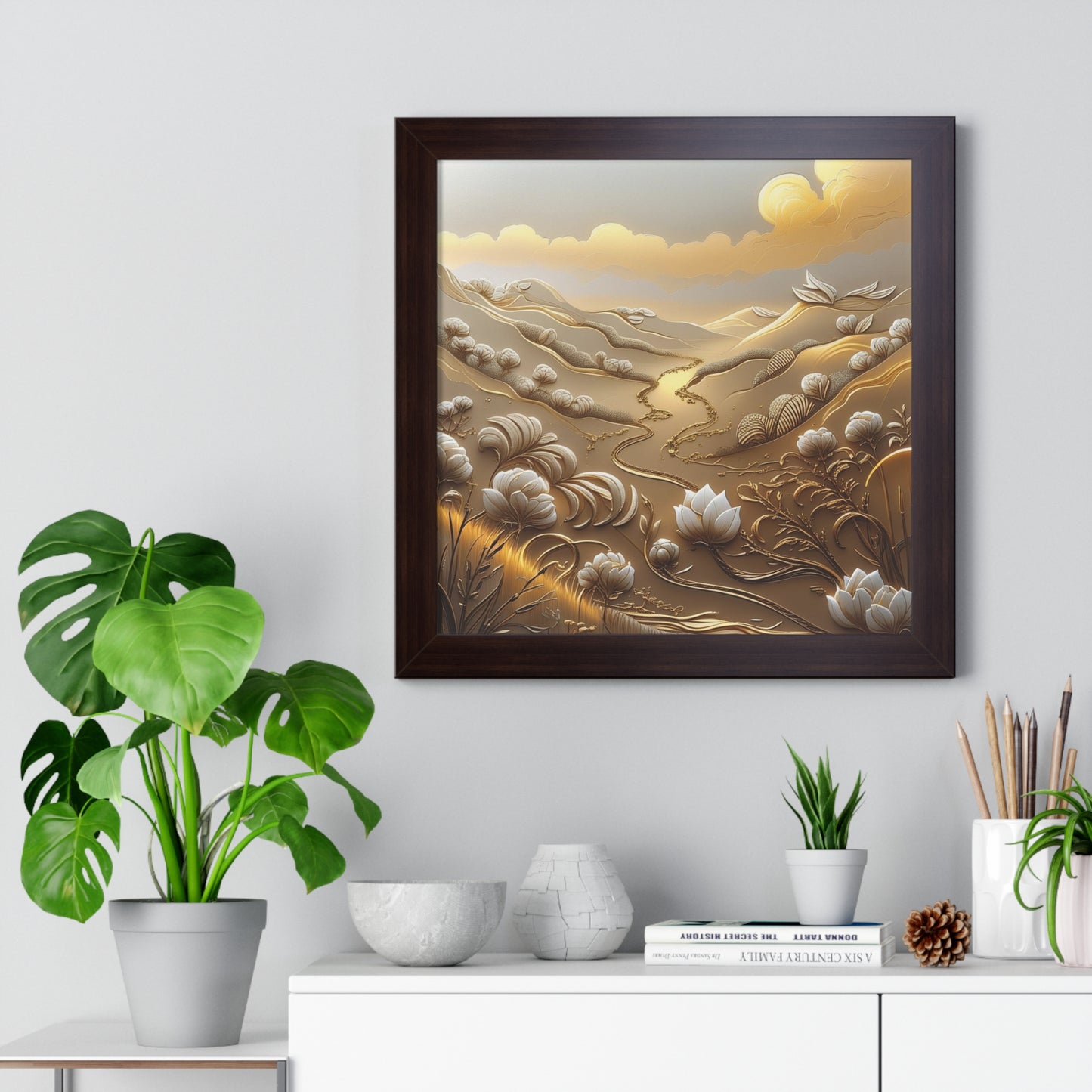 Serene Landscape Framed Poster, Nature-Inspired Wall Art,