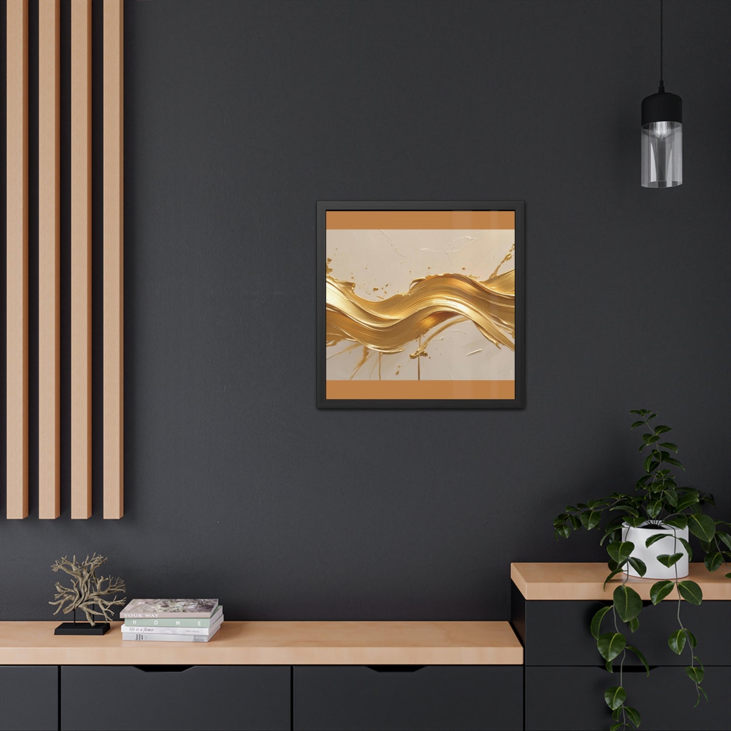 Elegant Gold Wave Framed Poster