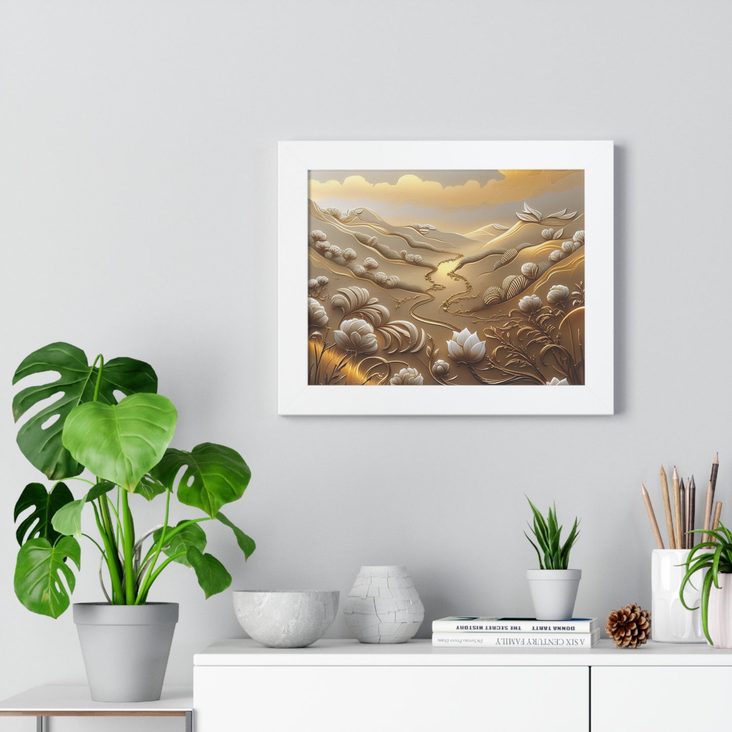 Serene Landscape Framed Poster, Nature-Inspired Wall Art,