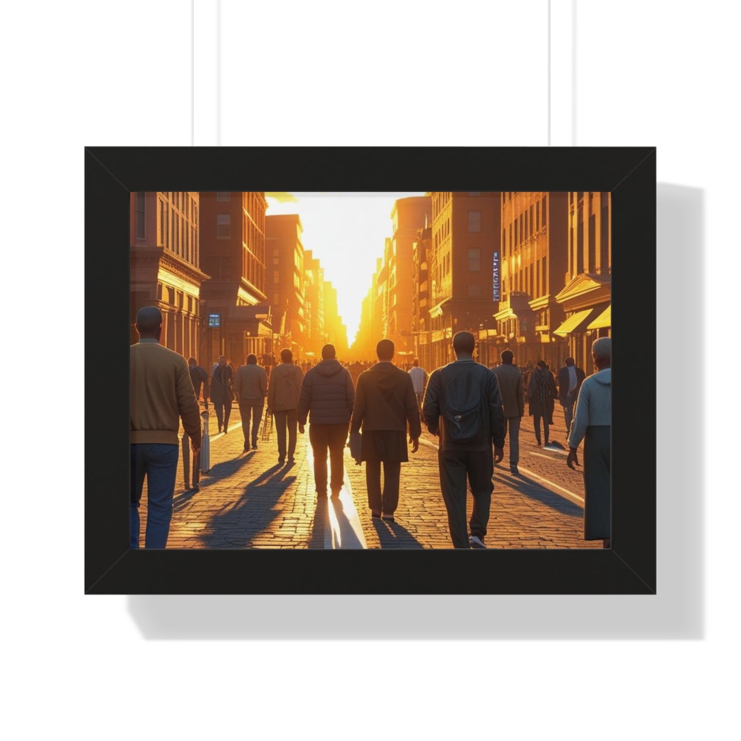 Sunset Cityscape Framed Poster, Urban Wall Art