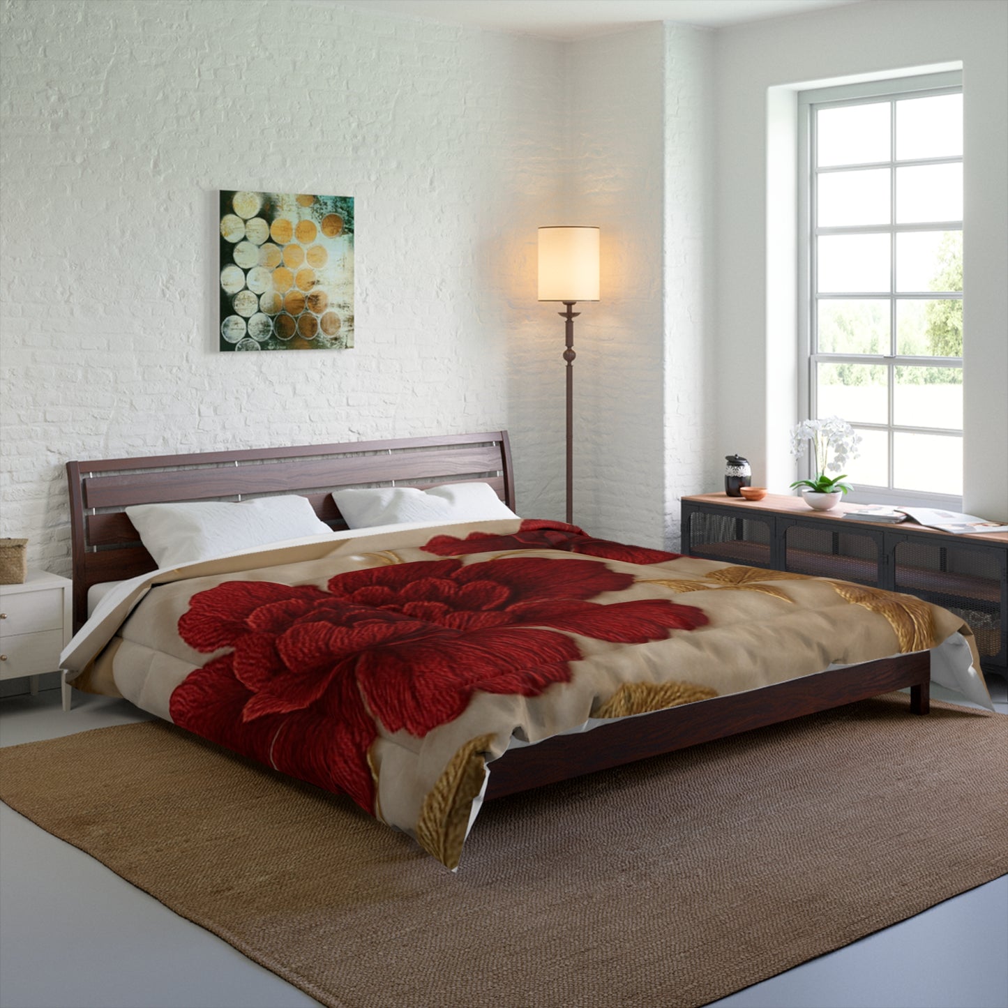 Elegant Floral Comforter, Luxurious Bedding, Gift for Her, Wedding Present