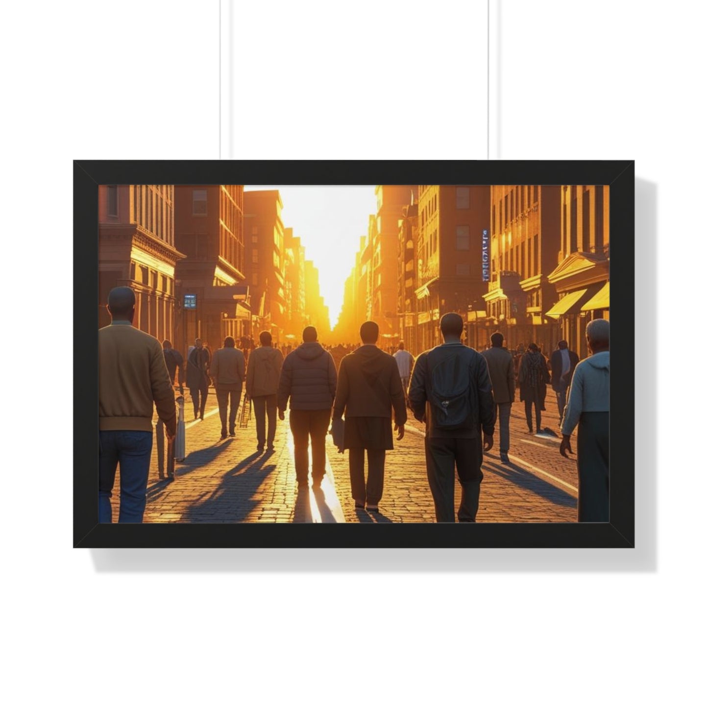 Sunset Cityscape Framed Poster, Urban Wall Art