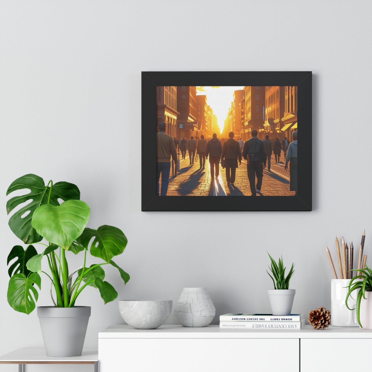 Sunset Cityscape Framed Poster, Urban Wall Art