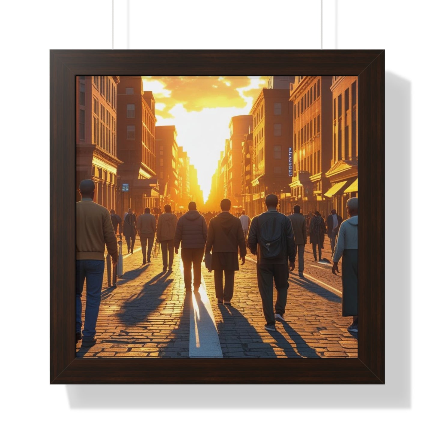 Sunset Cityscape Framed Poster, Urban Wall Art