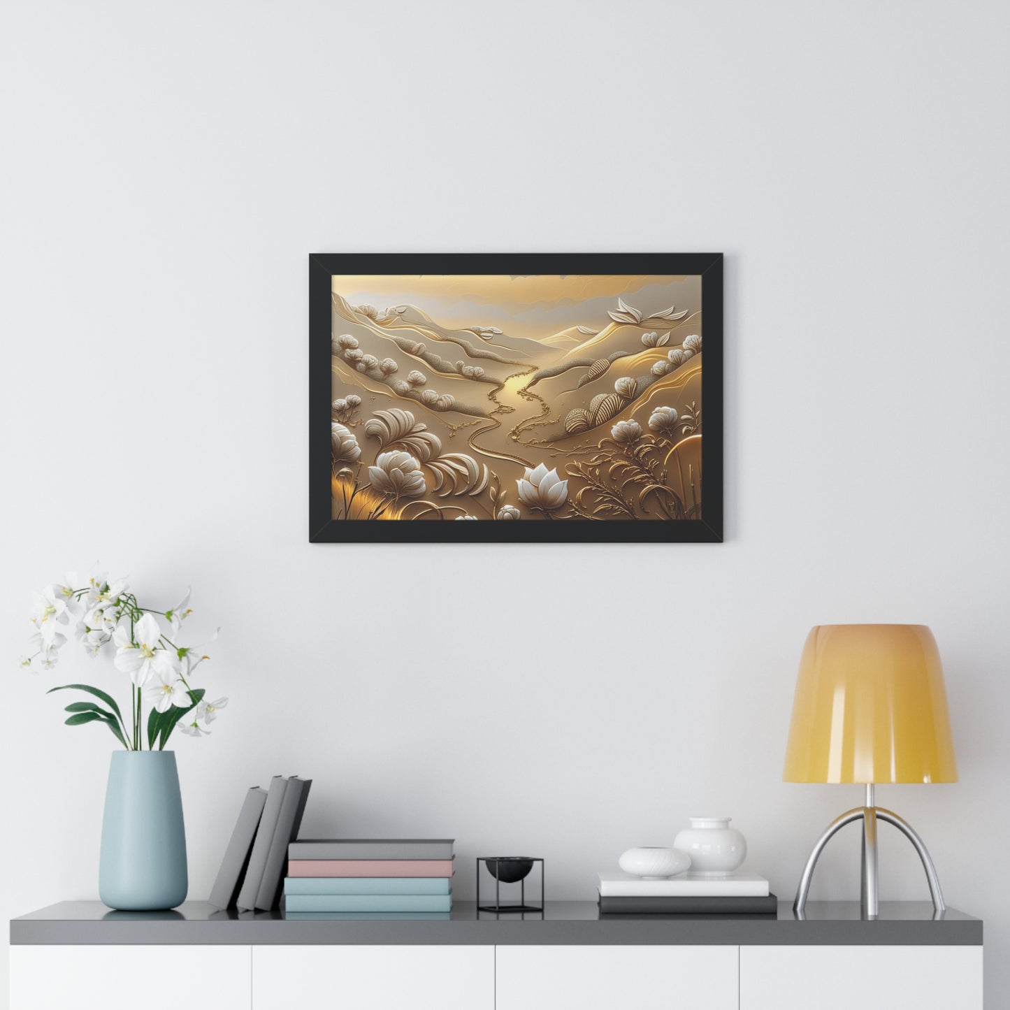 Serene Landscape Framed Poster, Nature-Inspired Wall Art,