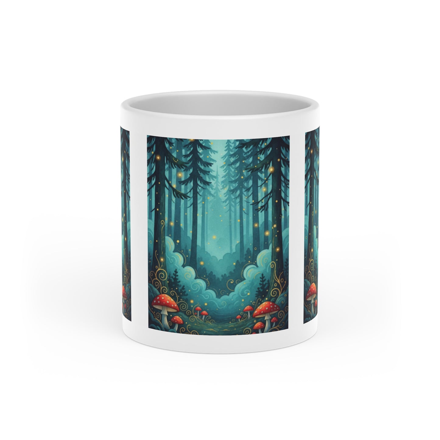 Enchanting Heart-Shaped Mug, Forest Magical Mug, Cozy Nature Drinkware, Ideal for Gift, Home Decor, Coffee Lover's Delight
