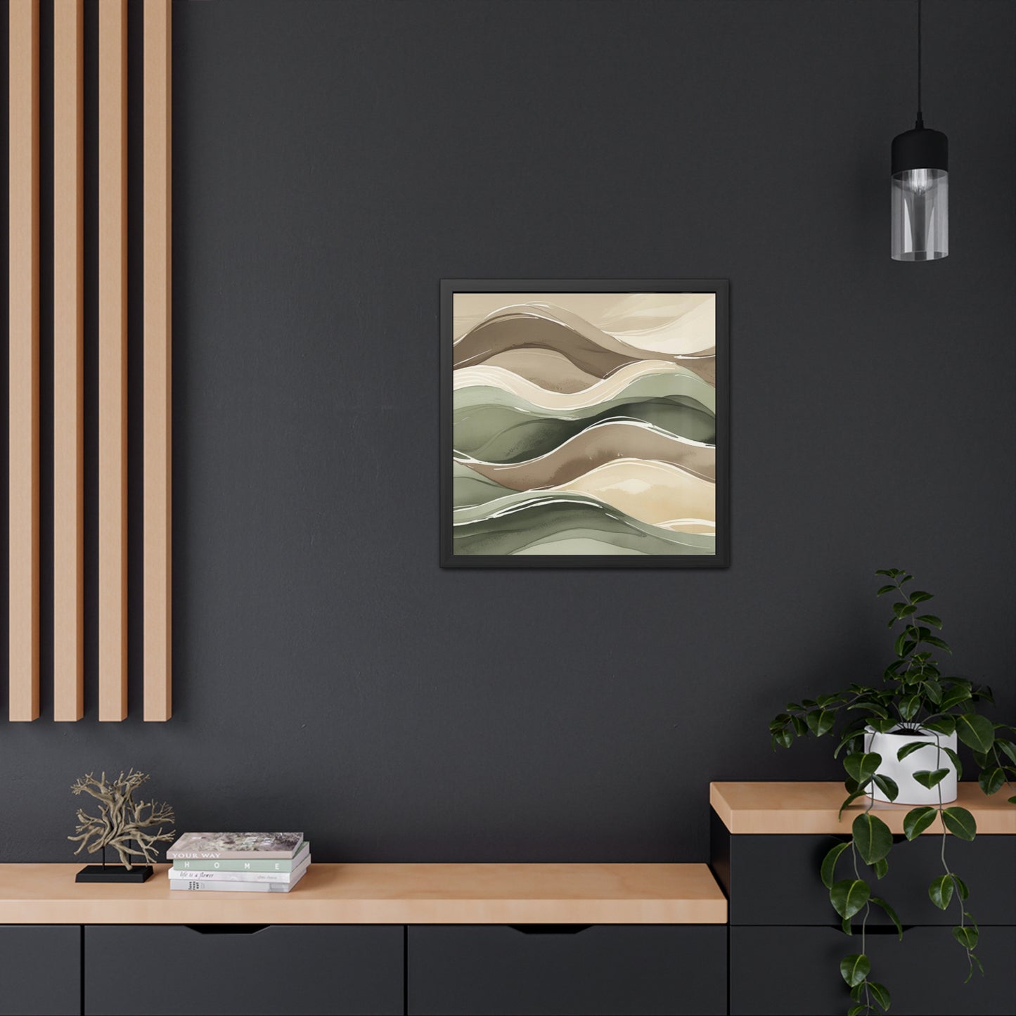 Earthy Waves Framed Horizontal Poster | Abstract Wall Art, Home Décor, Modern Art, Gift for Nature Lovers, Relaxing Artwork