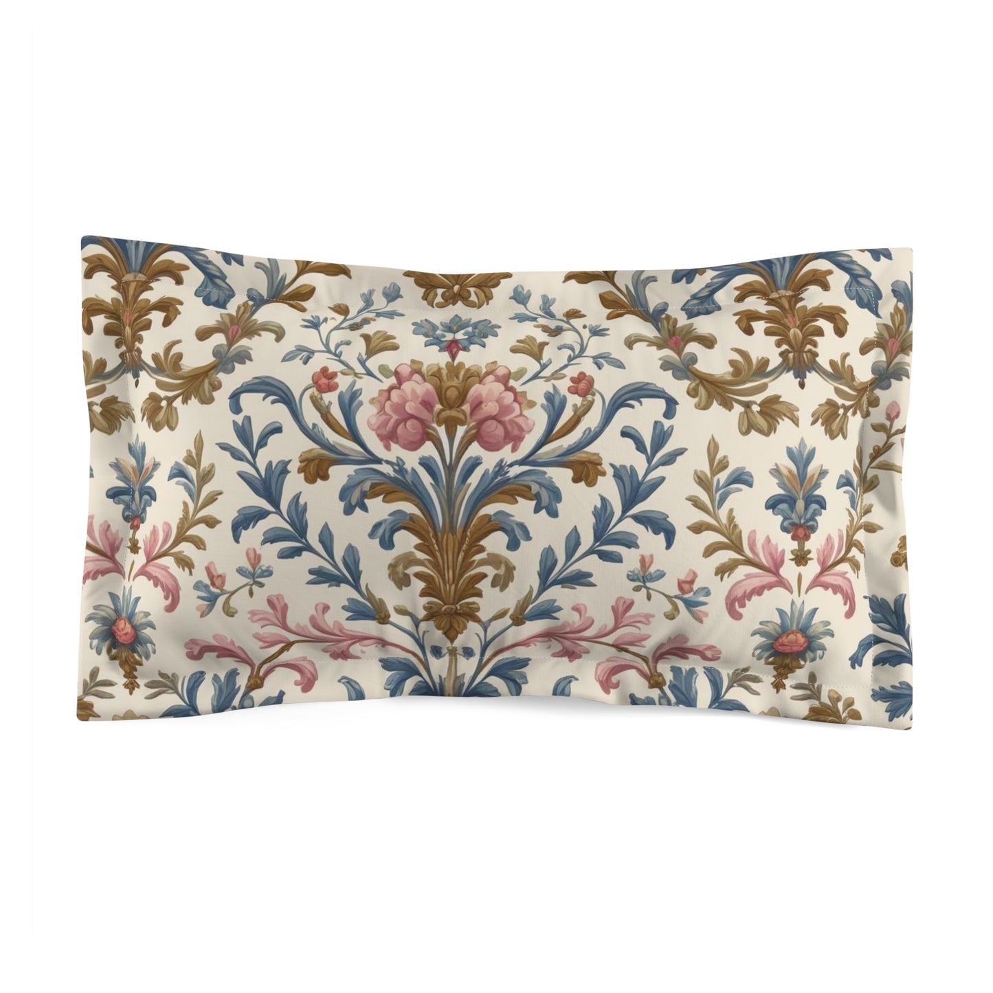 Elegant Floral Microfiber Pillow Sham, Luxury Bedspread, Gift for Home.