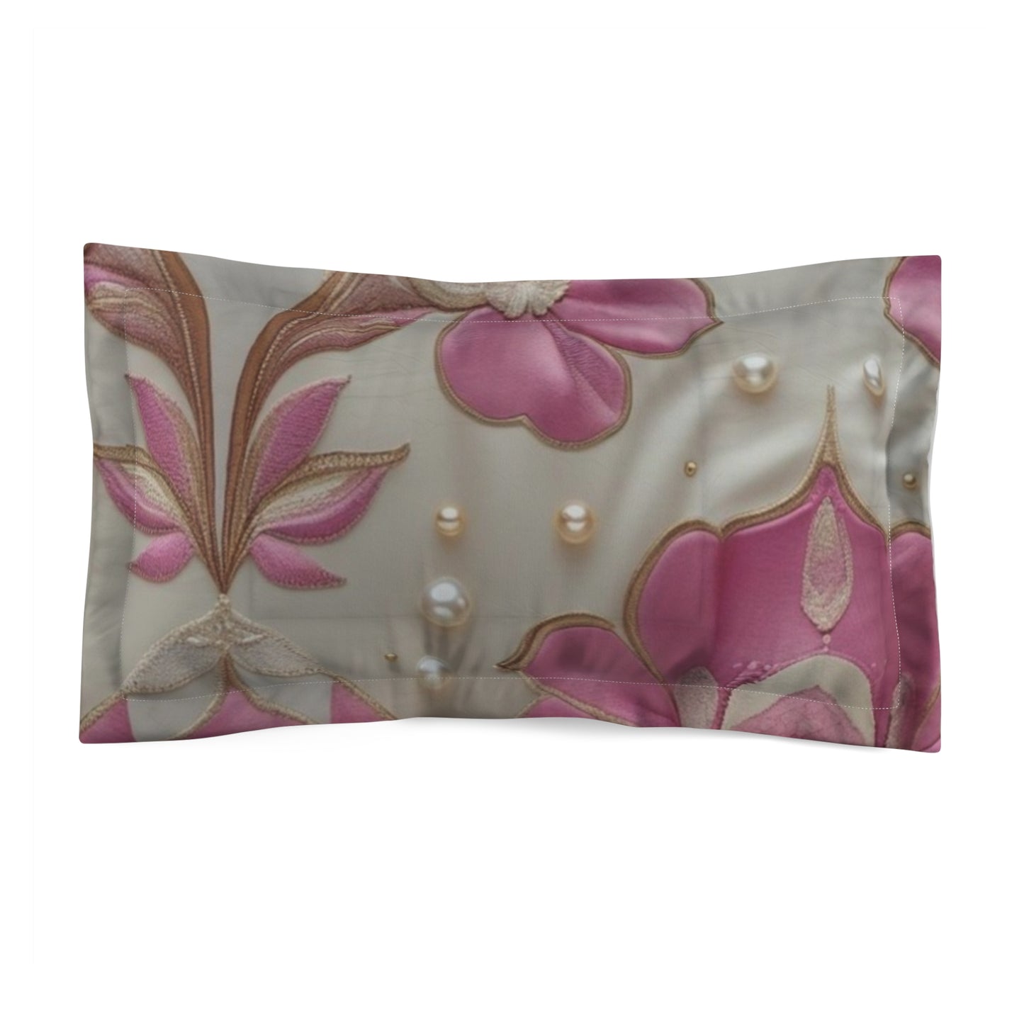 Elegant Floral Microfiber Pillow Sham, Luxurious Bedroom Decor, Bedding Accent, Gift for Housewarming, Wedding, or Any Celebration