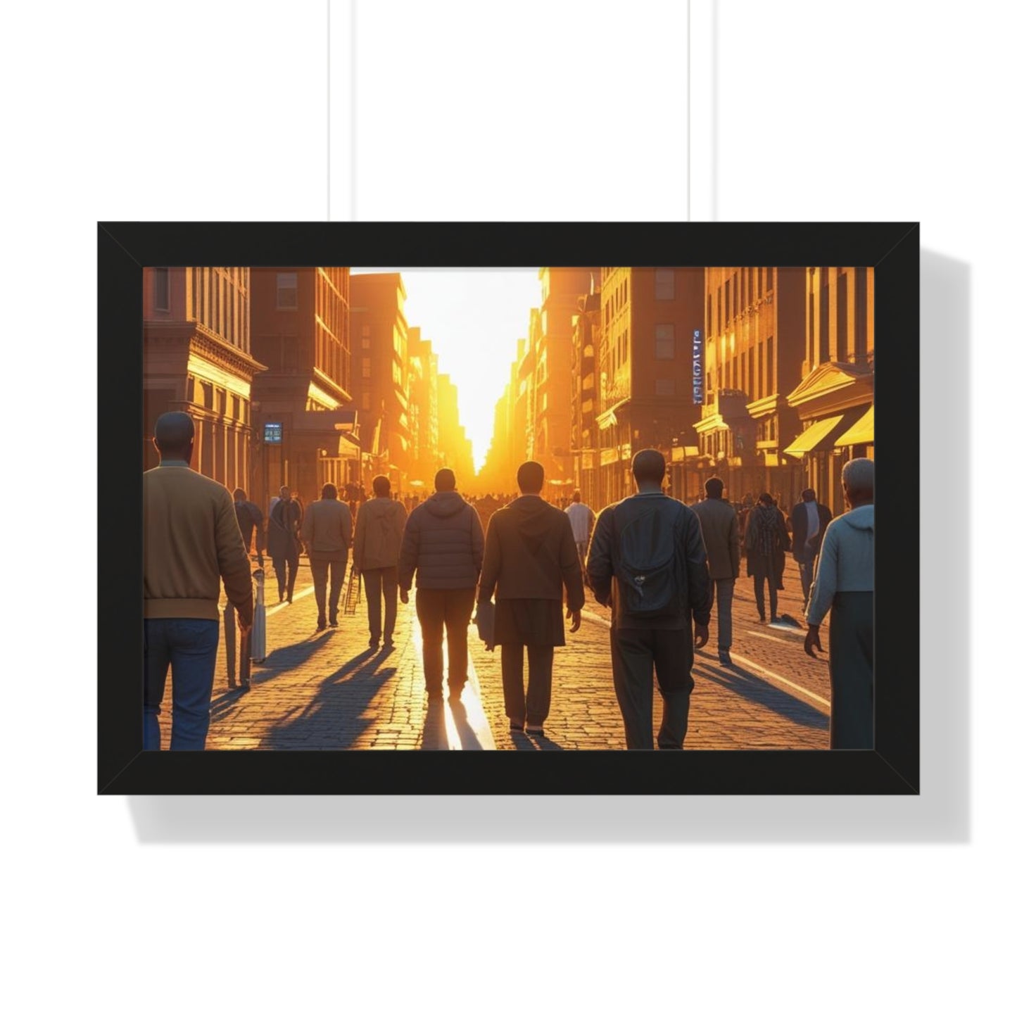 Sunset Cityscape Framed Poster, Urban Wall Art