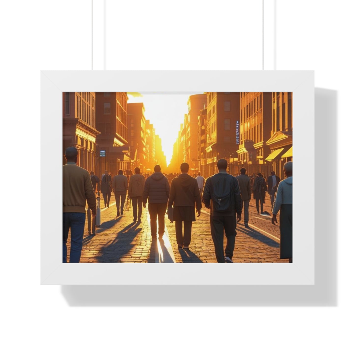 Sunset Cityscape Framed Poster, Urban Wall Art