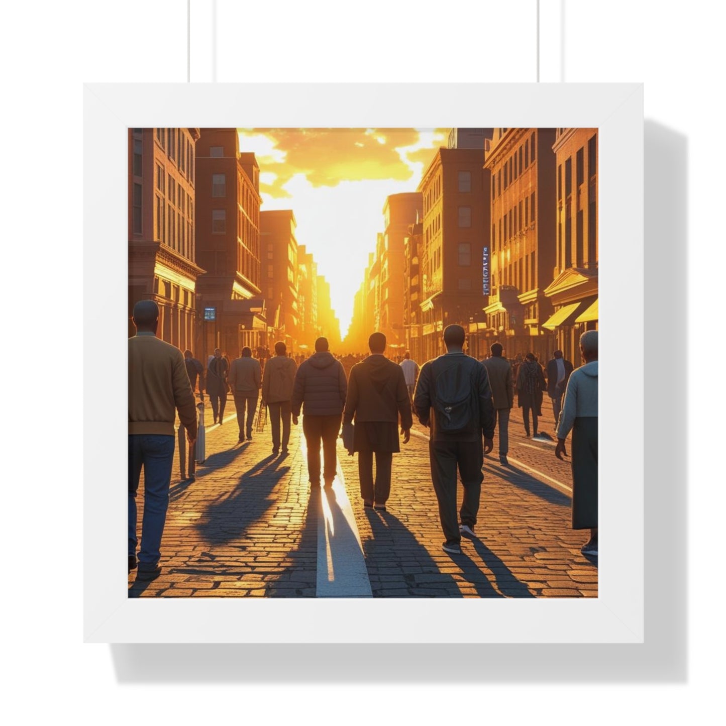 Sunset Cityscape Framed Poster, Urban Wall Art