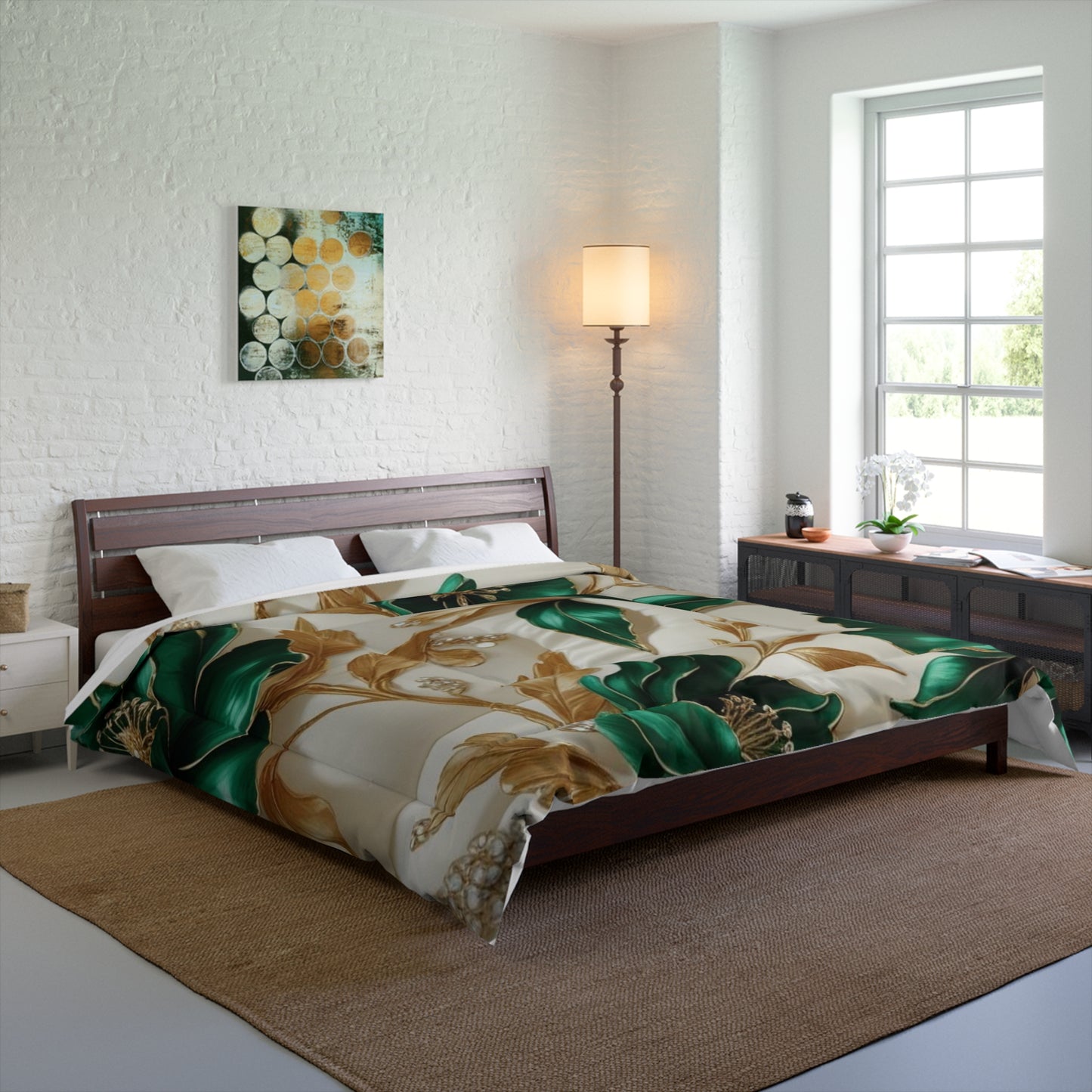 Elegant Floral Comforter for Cozy Bedrooms, Luxury Gift