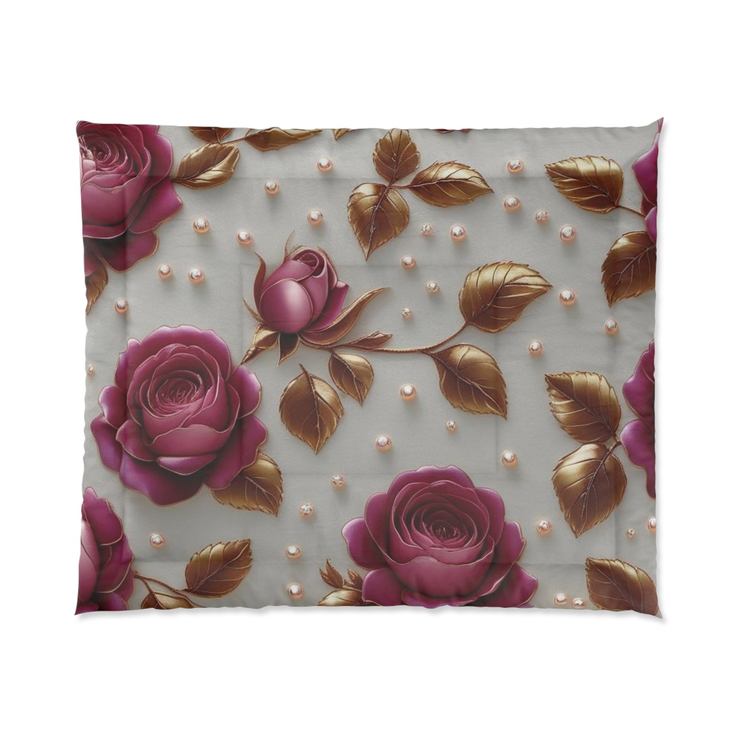 Rose Floral Comforter - Cozy Bedding for Romantic Decor
