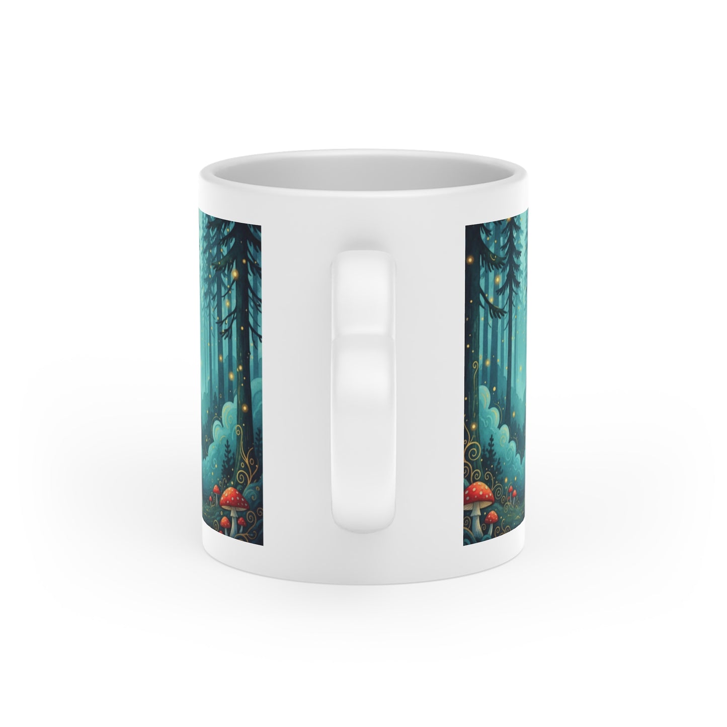 Enchanting Heart-Shaped Mug, Forest Magical Mug, Cozy Nature Drinkware, Ideal for Gift, Home Decor, Coffee Lover's Delight