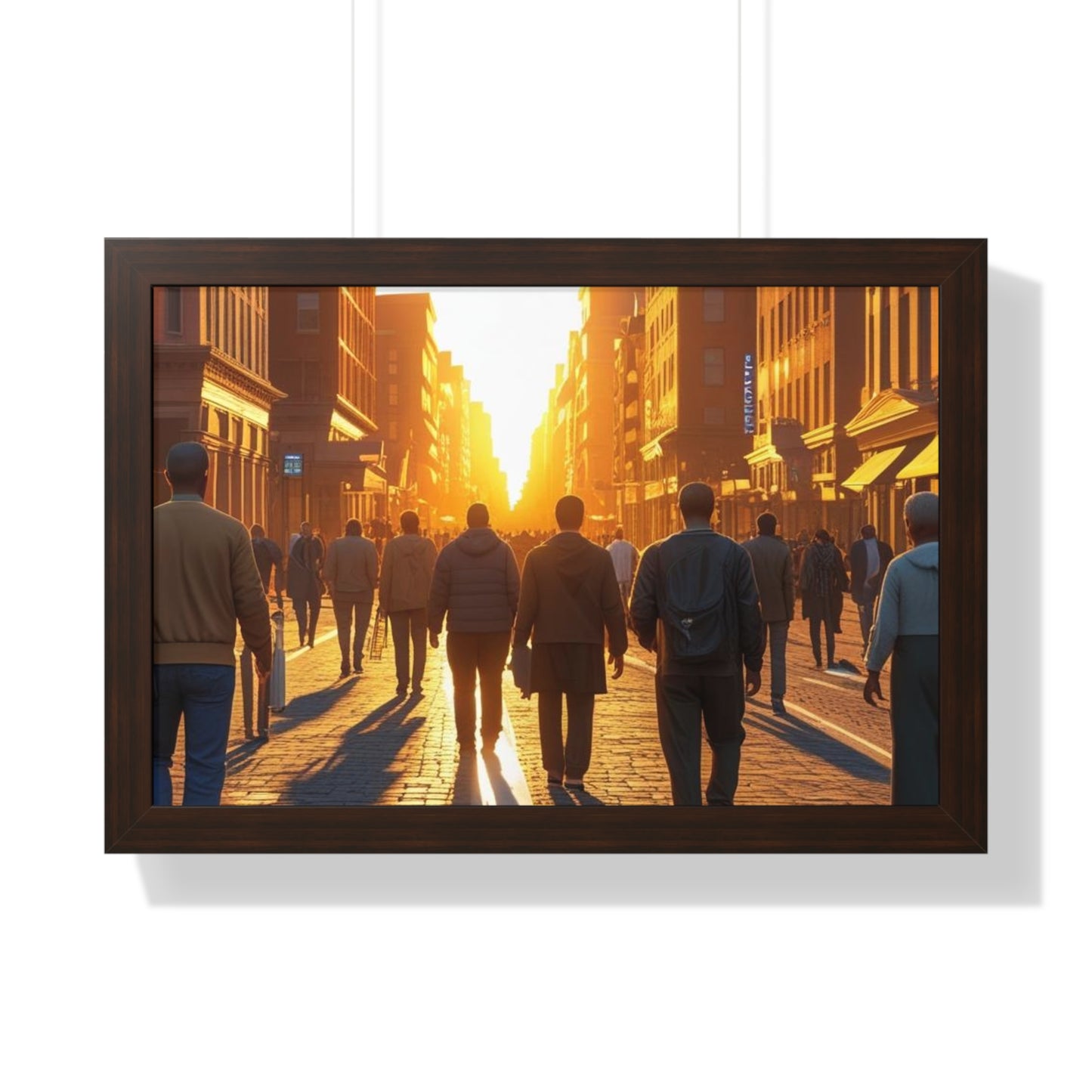Sunset Cityscape Framed Poster, Urban Wall Art