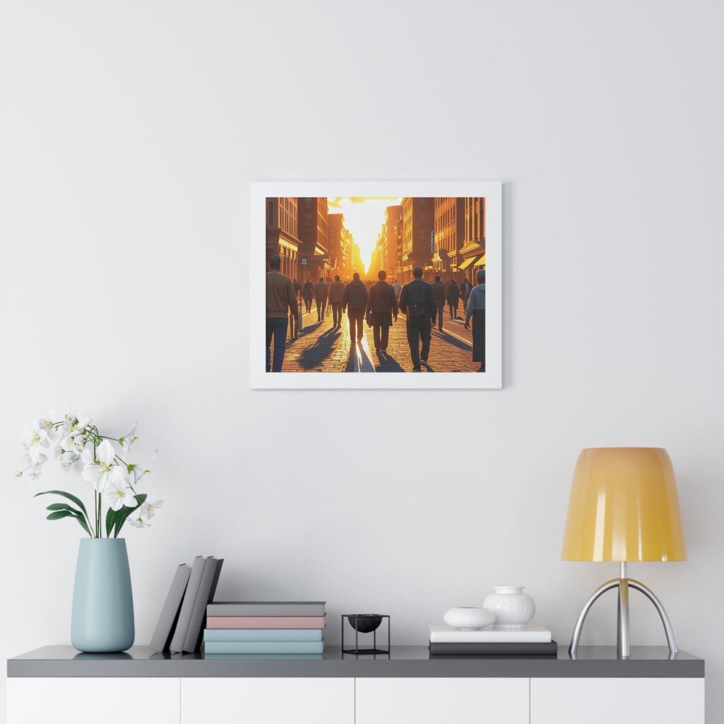 Sunset Cityscape Framed Poster, Urban Wall Art