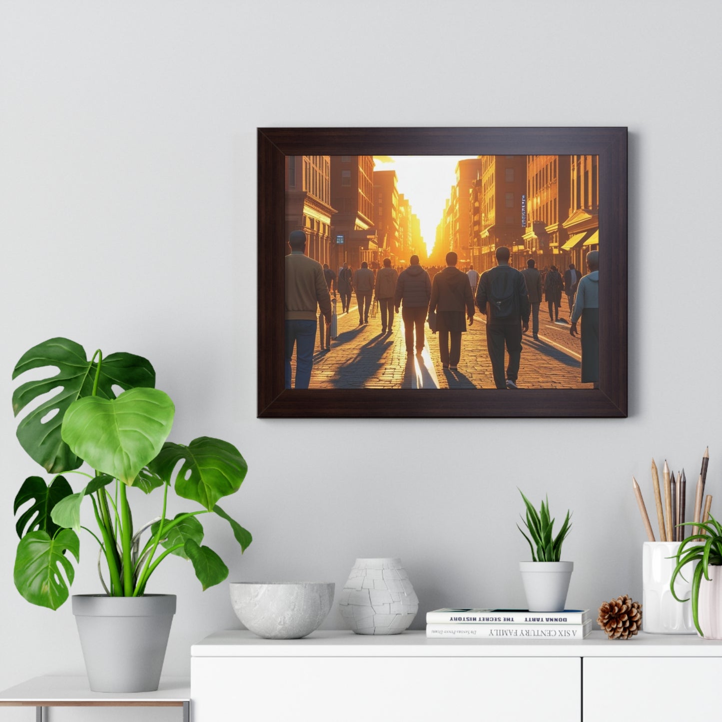 Sunset Cityscape Framed Poster, Urban Wall Art