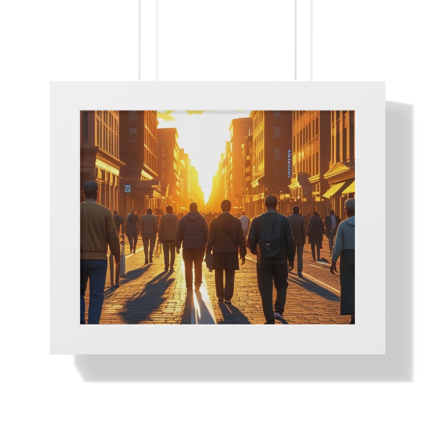Sunset Cityscape Framed Poster, Urban Wall Art