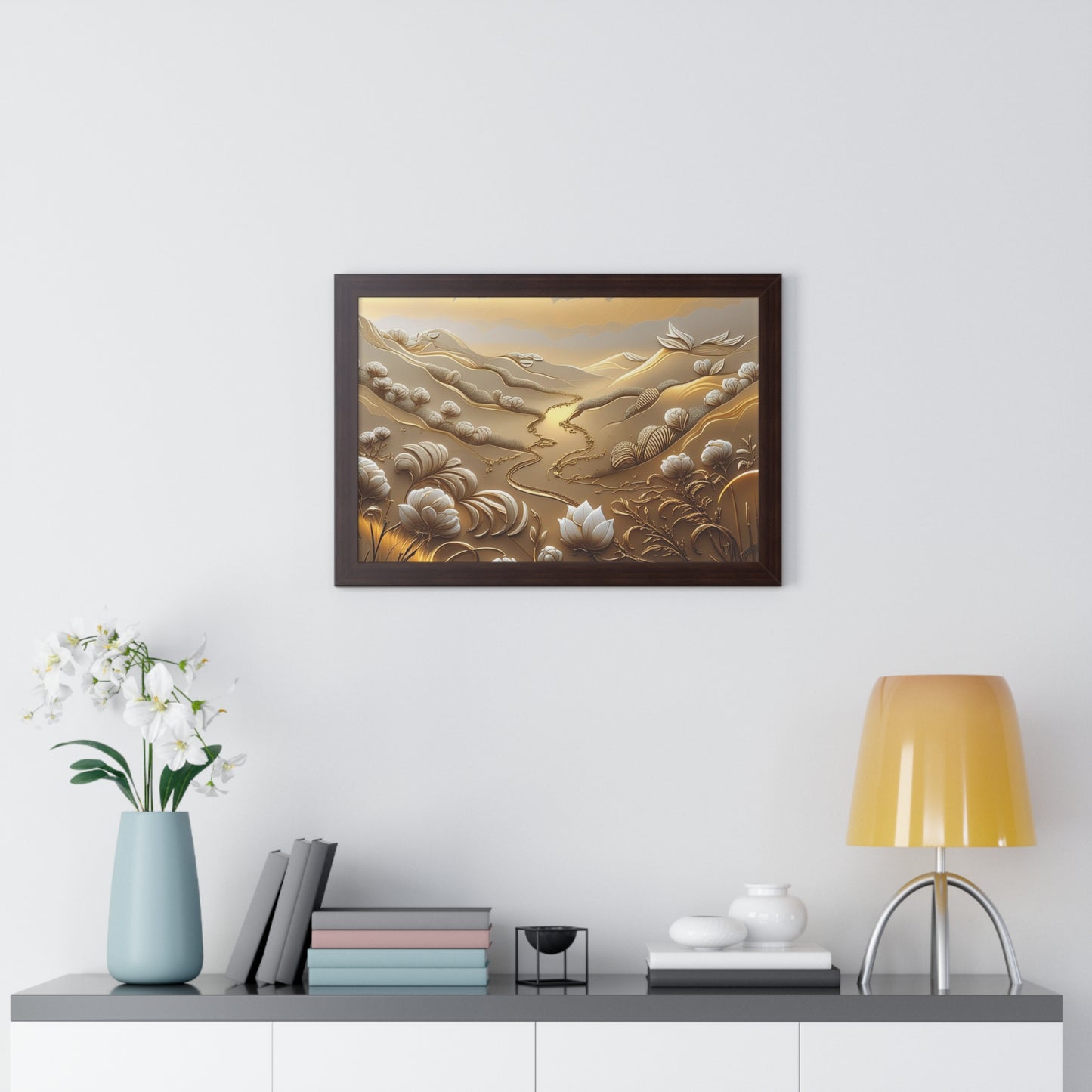Serene Landscape Framed Poster, Nature-Inspired Wall Art,