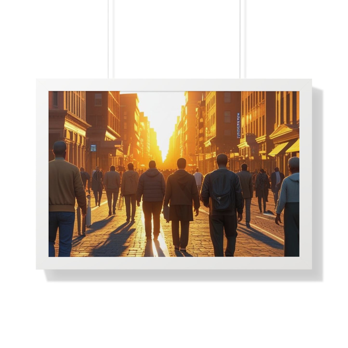 Sunset Cityscape Framed Poster, Urban Wall Art