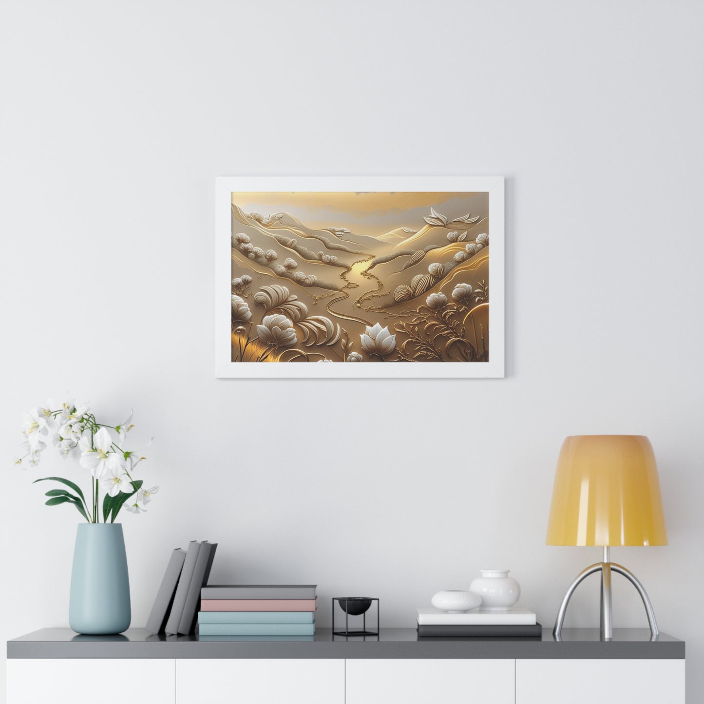 Serene Landscape Framed Poster, Nature-Inspired Wall Art,