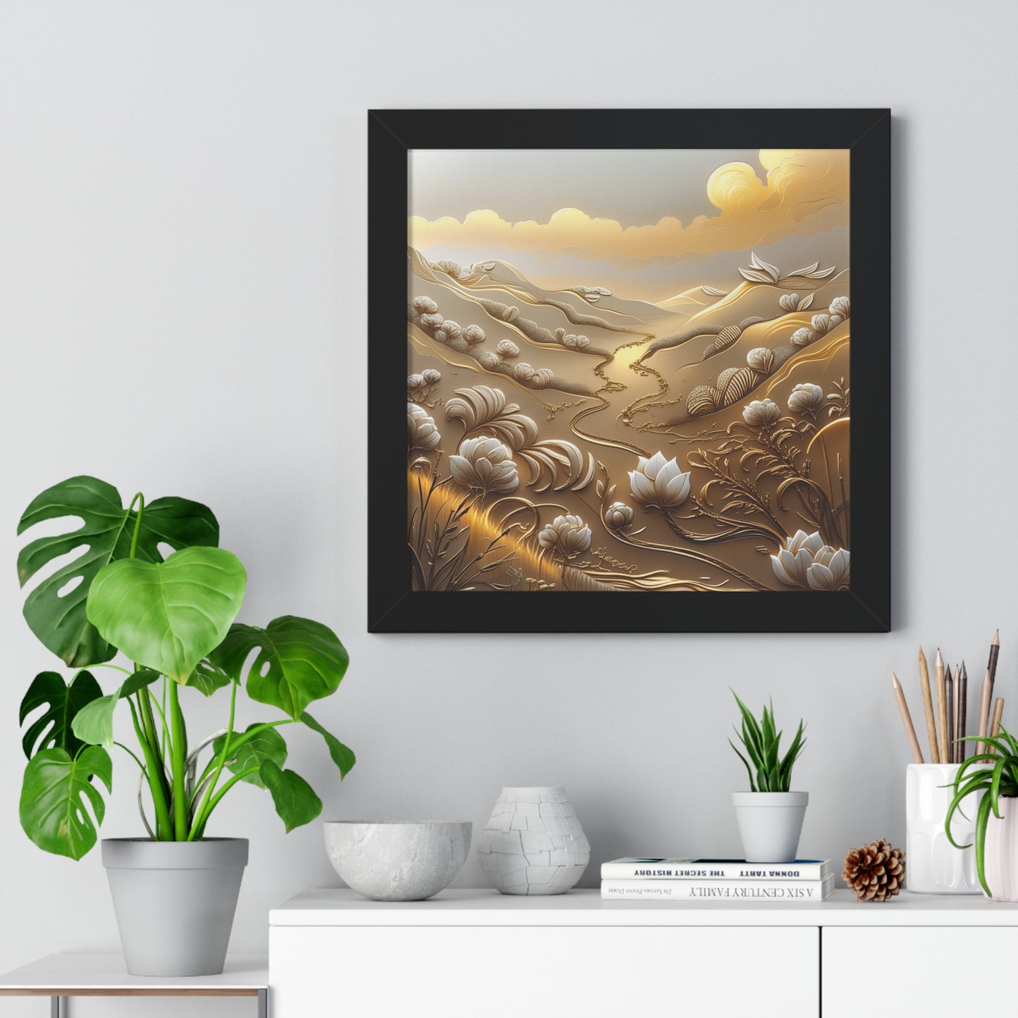 Serene Landscape Framed Poster, Nature-Inspired Wall Art,