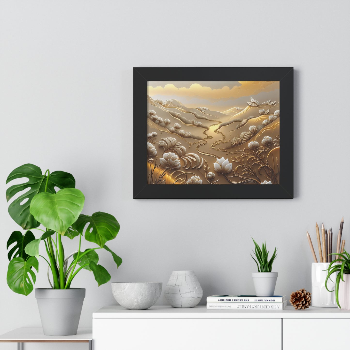 Serene Landscape Framed Poster, Nature-Inspired Wall Art,