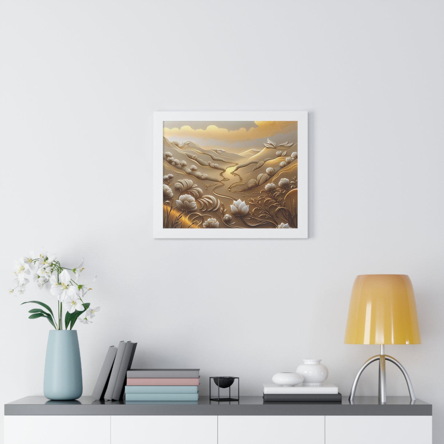 Serene Landscape Framed Poster, Nature-Inspired Wall Art,