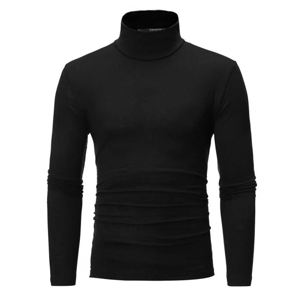 Men's Solid Color Turtleneck T Shirts Male