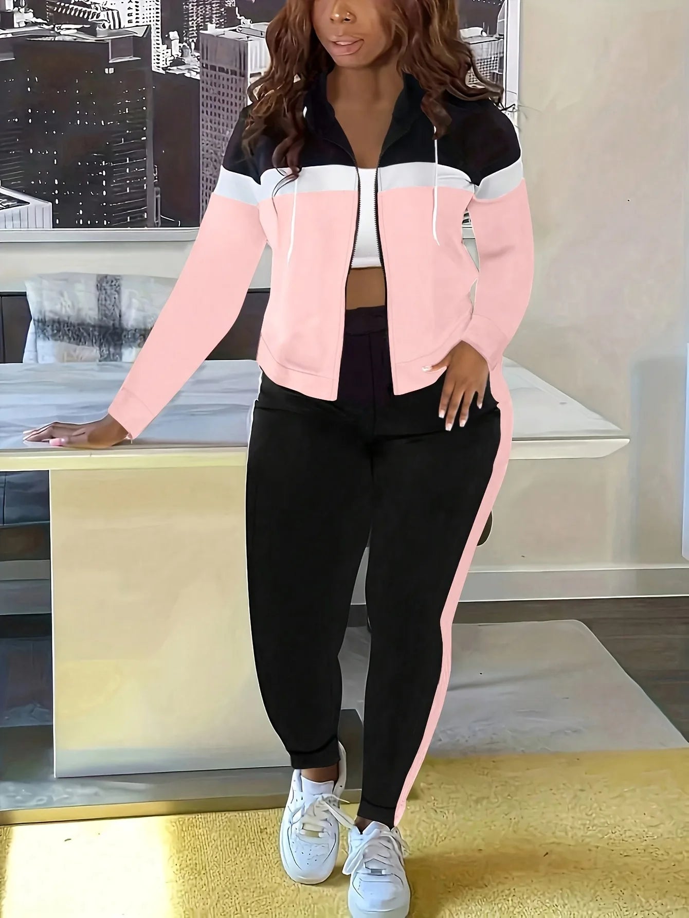 Pant Set Women Two Piece Sets Hooded Matching Sets Jogger Y2k Sweatshirts Coats Long Pants