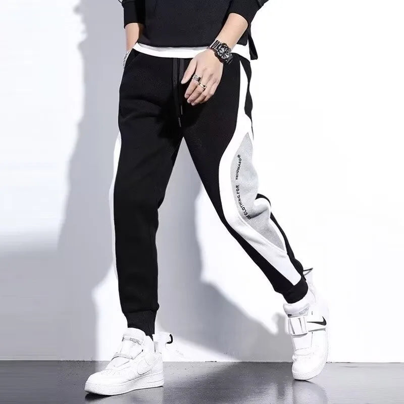 Men Black Pants Hip Hop Drawstring Jogger Fashion